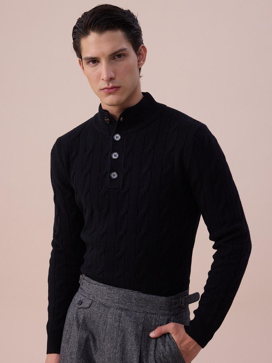 Loops Cable Knit Button Sweater