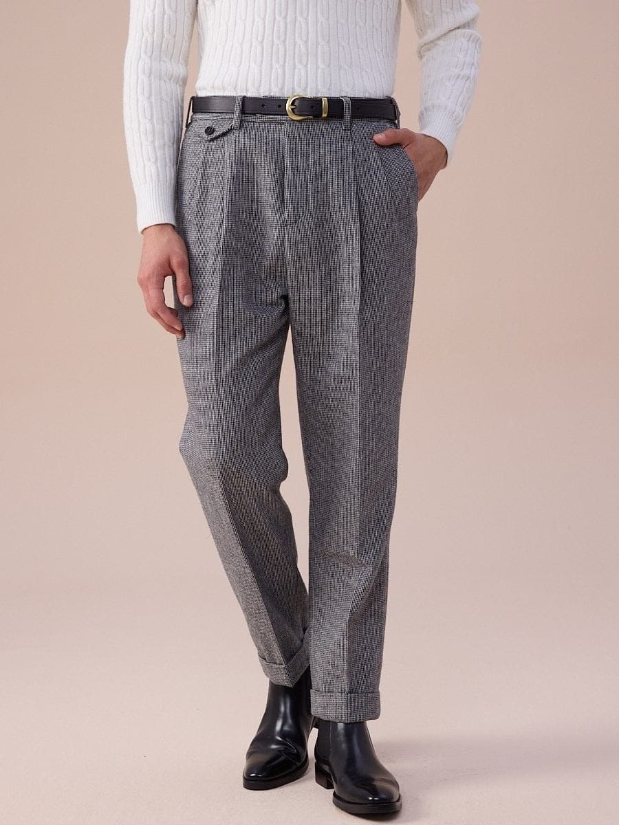 Piemonte High Waisted Wool Belt Loop Pants