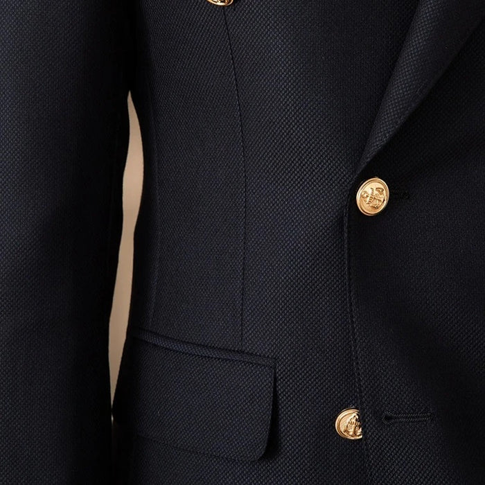 Blazer envelope de abotoamento duplo com botões dourados