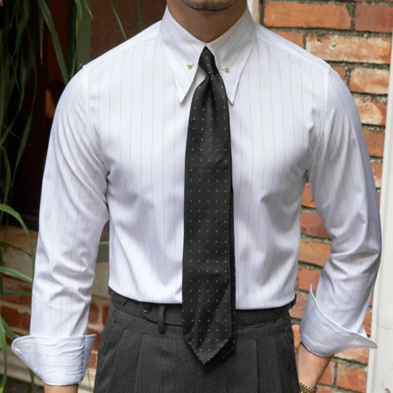 Striped Shirt with Pin