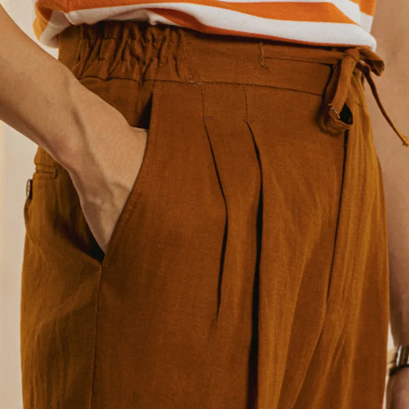 Elastic Linen Pants Looped LS059