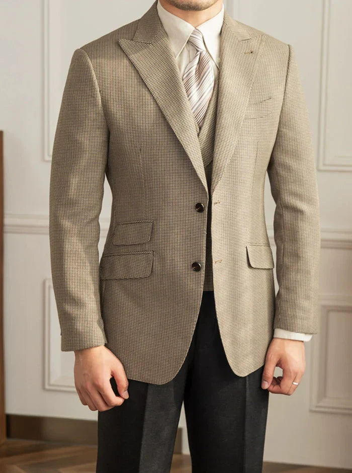 Blazer cáqui xadrez com dois botões