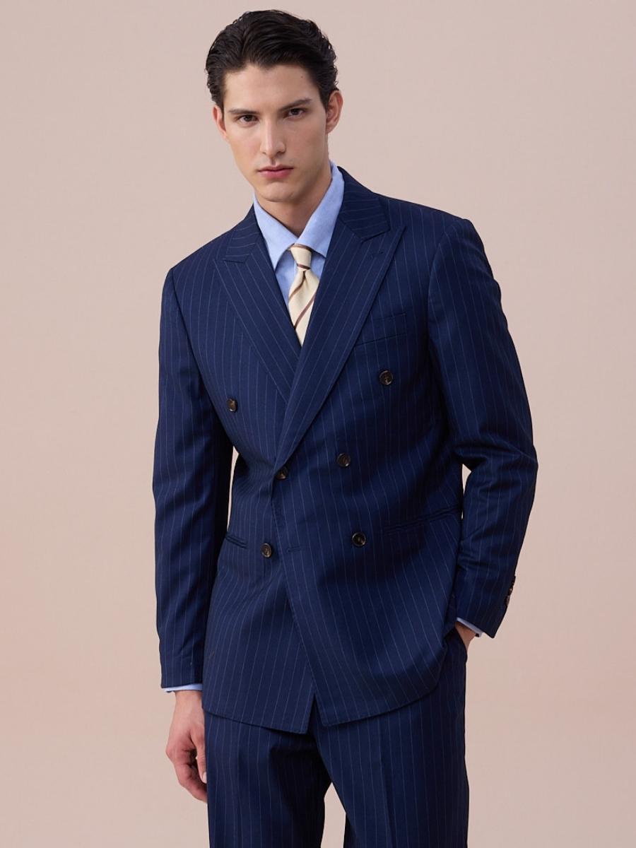 Traje azul de raya diplomática de Modena Sartorial