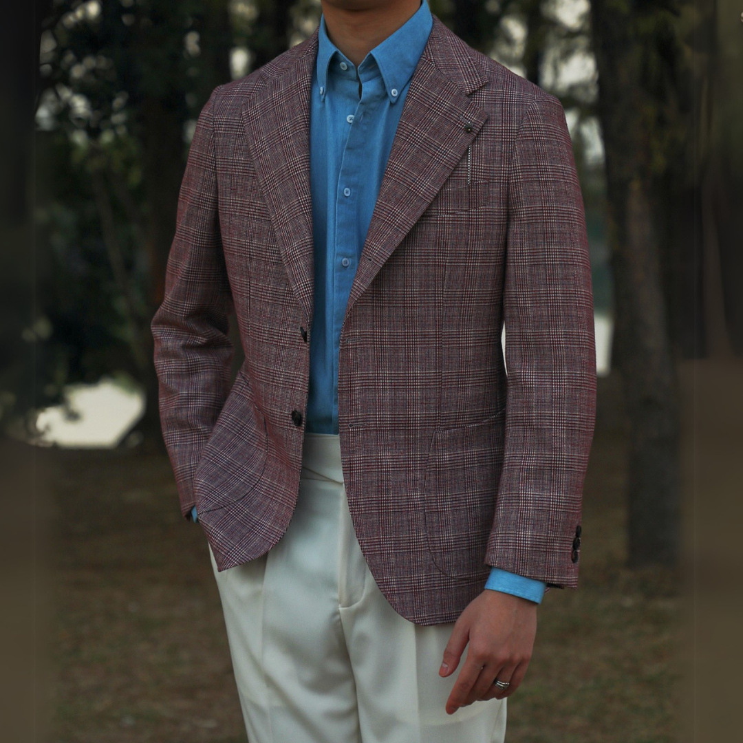 Blazer de dos botones con cuadros escoceses