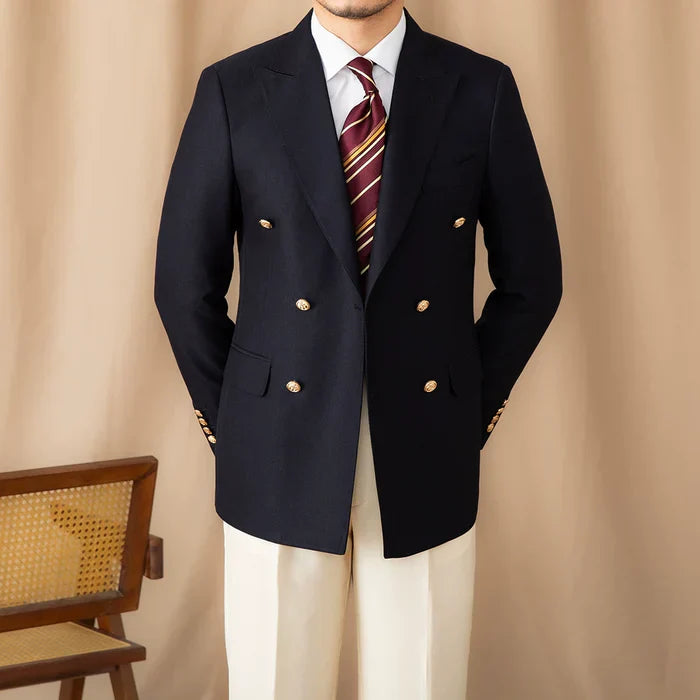 Blazer envelope de abotoamento duplo com botões dourados 