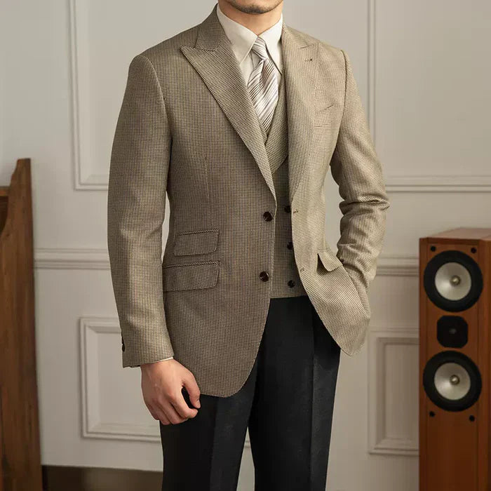 Blazer cáqui xadrez com dois botões