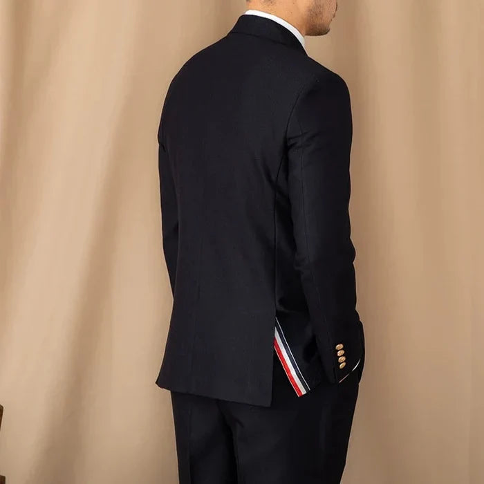 Blazer envelope de abotoamento duplo com botões dourados 