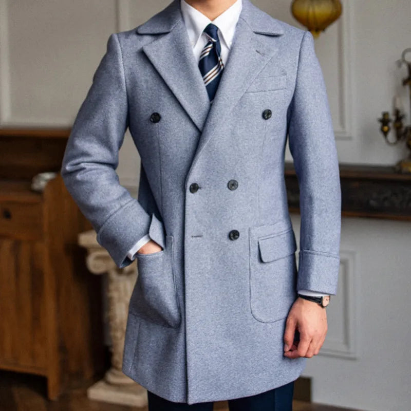 Abrigo cruzado para hombre con bucles LS001