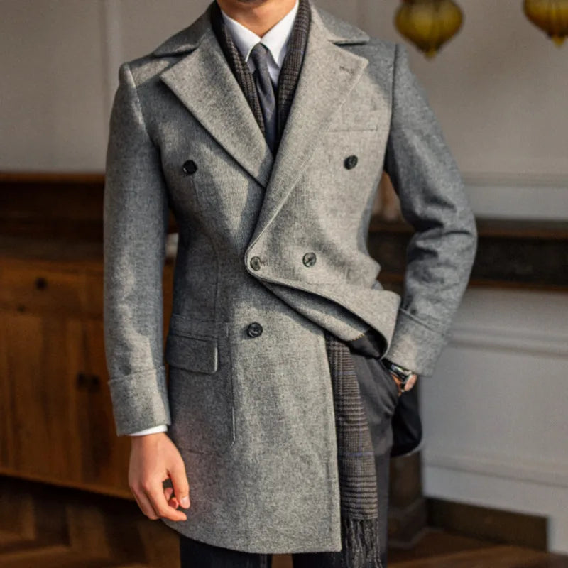 Abrigo cruzado para hombre con bucles LS001